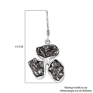Meteorite Lever Back 36.00 ctw Earrings in Rhodium Over Sterling Silver