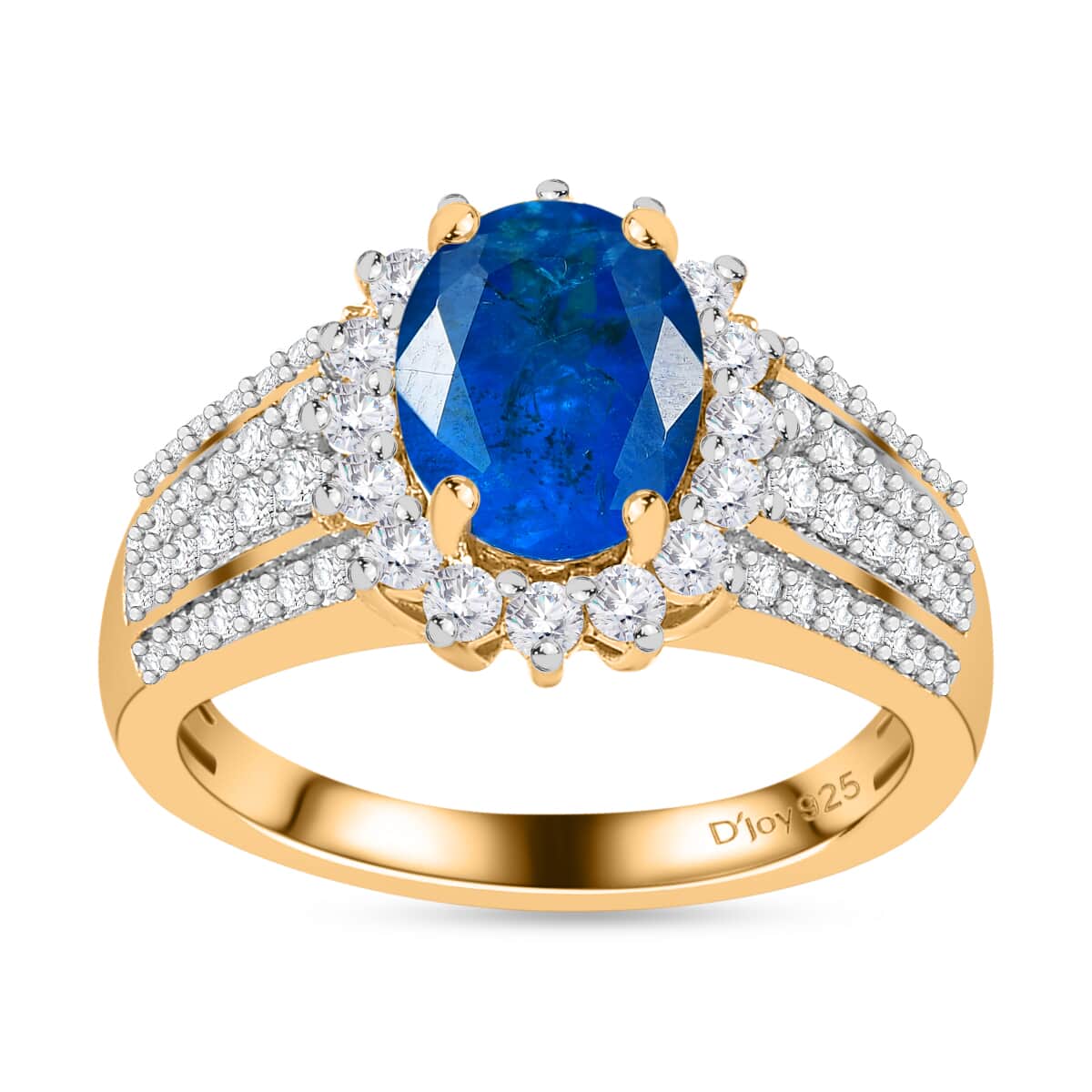 Premium Malgache Neon Apatite and Moissanite 3.00 ctw Sunburst Ring in Vermeil Yellow Gold Over Sterling Silver (Size 7.0) image number 0