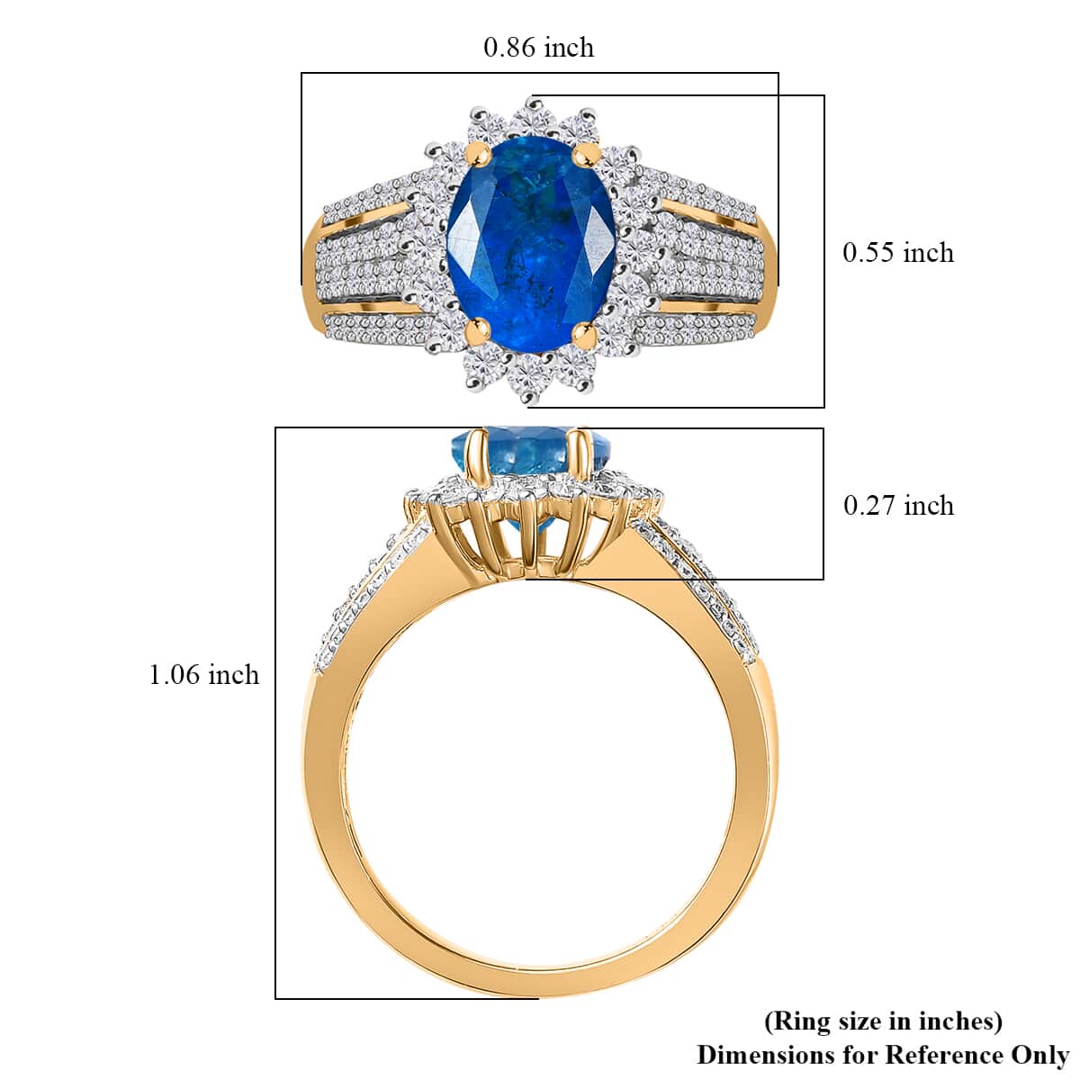 Premium Malgache Neon Apatite and Moissanite 3.00 ctw Sunburst Ring in Vermeil Yellow Gold Over Sterling Silver (Size 7.0) image number 5