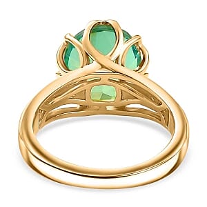 Peacock Triplet Quartz and White Zircon 4.94 ctw Ring in Vermeil Yellow Gold Over Sterling Silver (Size 10)