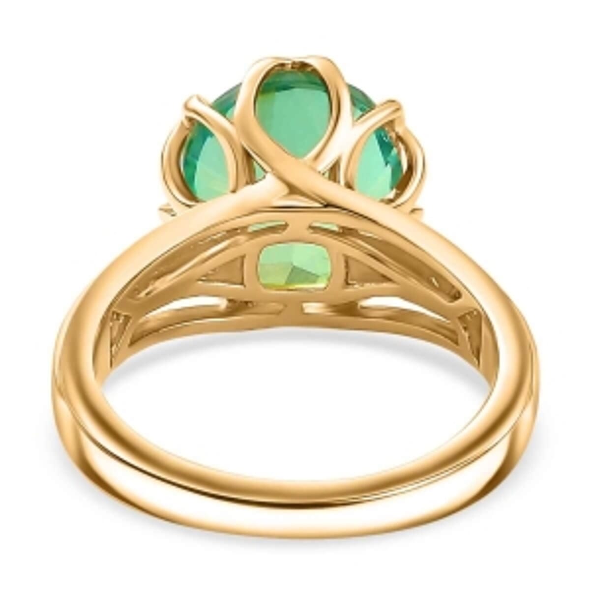 Peacock Triplet Quartz and White Zircon 4.94 ctw Ring in Vermeil Yellow Gold Over Sterling Silver (Size 10) image number 5