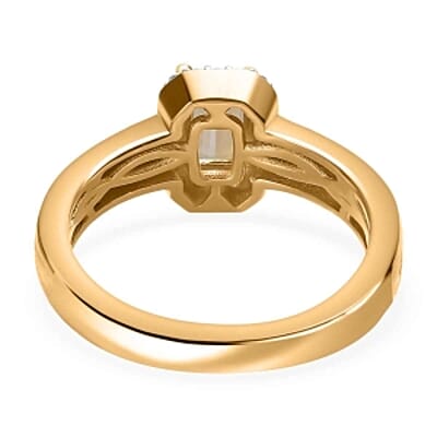 Natural Golden Tanzanite and Moissanite 0.73 ctw Ring in Vermeil Yellow Gold Over Sterling Silver (Size 6.5)