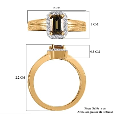 Natural Golden Tanzanite and Moissanite 0.73 ctw Ring in Vermeil Yellow Gold Over Sterling Silver (Size 6.5)