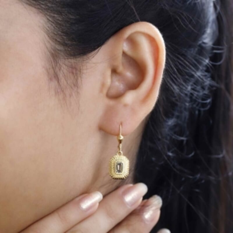 Golden Tanzanite 0.60 ctw Lever Back Earrings in 18K Vermeil YG Over Sterling Silver