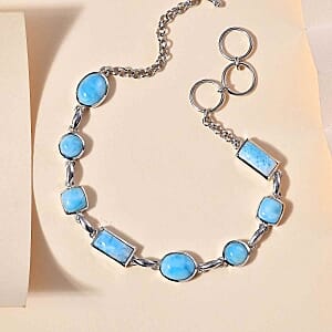 Larimar Fancy 13.50 ctw Bracelet in Rhodium Over Sterling Silver (7.50 In)