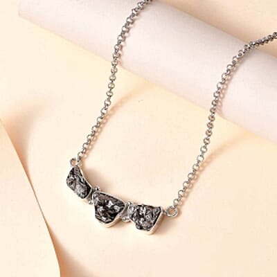 Meteorite Fancy 45.00 ctw Necklace in Rhodium Over Sterling Silver 18 Inches