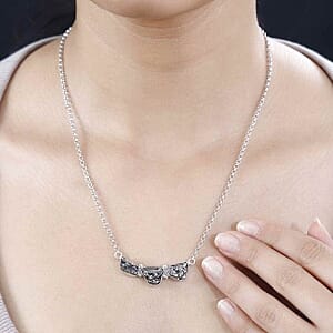 Meteorite Fancy 45.00 ctw Necklace in Rhodium Over Sterling Silver 18 Inches
