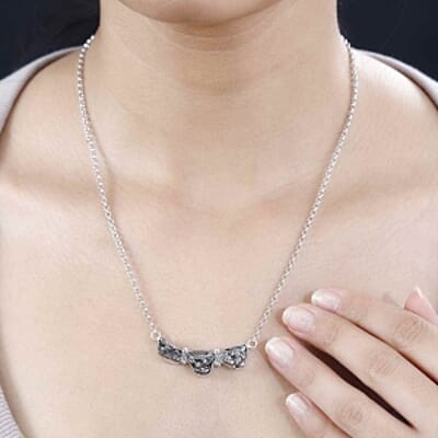 Meteorite Fancy 45.00 ctw Necklace in Rhodium Over Sterling Silver 18 Inches