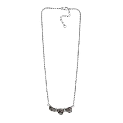 Meteorite Fancy 45.00 ctw Necklace in Rhodium Over Sterling Silver 18 Inches