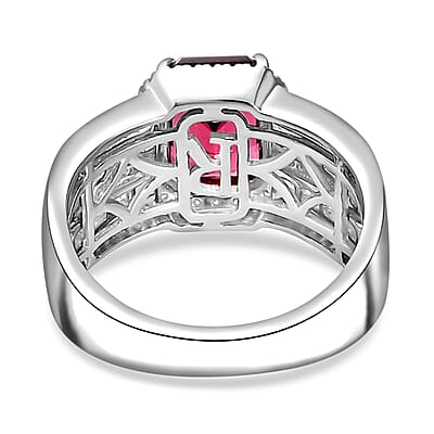Rhapsody AAAA Ouro Fino Rubellite and E-F VS Diamond 3.15 ctw Ring in 950 Platinum (Size 6.0) 