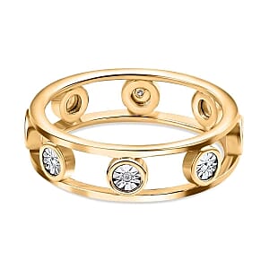 White Diamond Band Ring in Vermeil YG Over Sterling Silver (Size 8)