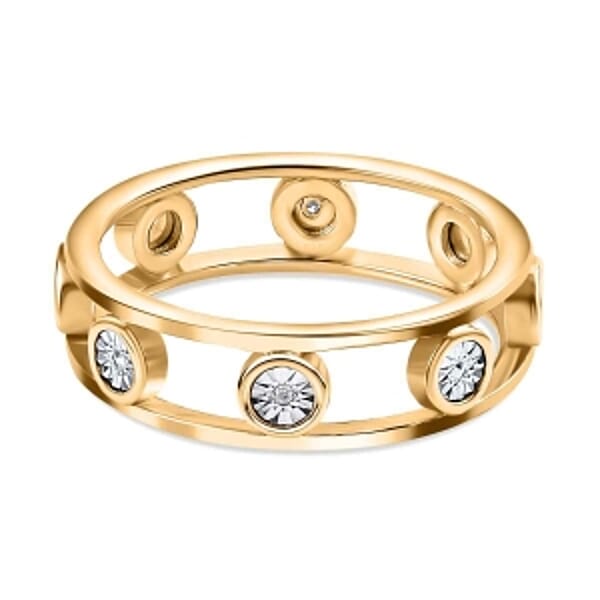 White Diamond Band Ring in Vermeil YG Over Sterling Silver (Size 8)