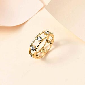 White Diamond Band Ring in Vermeil YG Over Sterling Silver (Size 8)