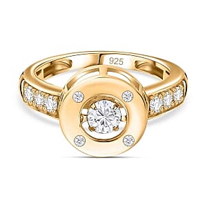 Moissanite 0.52 ctw Ring in 18K Vermeil Yellow Gold Over Sterling Silver (Size 9.0)
