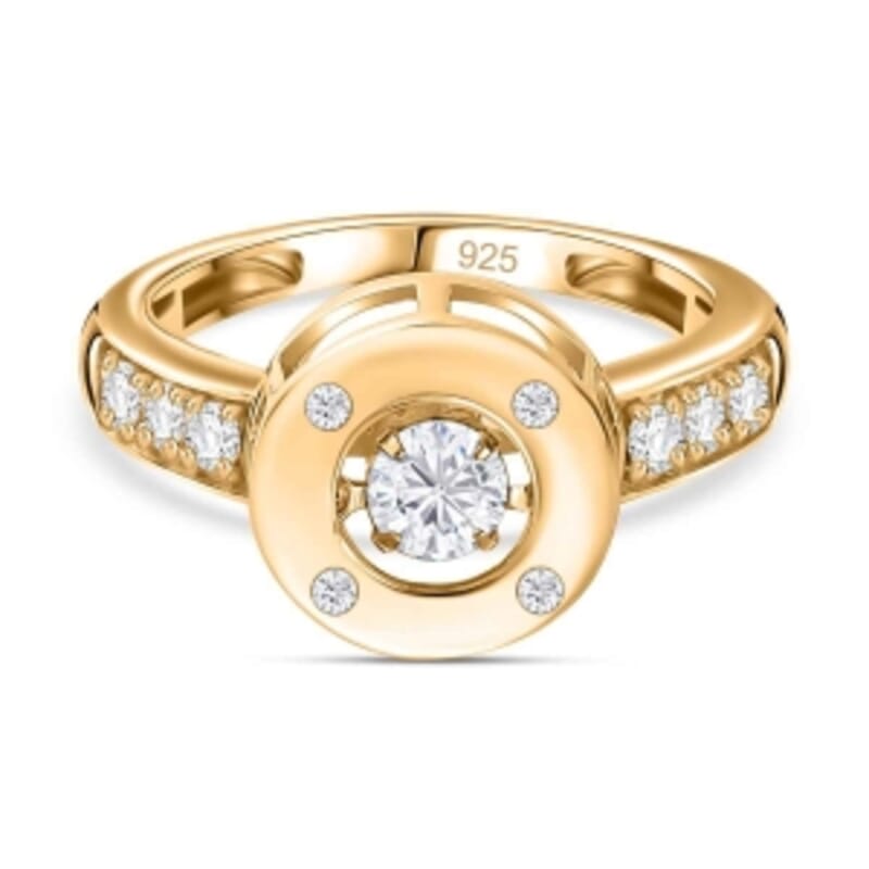 Moissanite 0.52 ctw Ring in 18K Vermeil Yellow Gold Over Sterling Silver (Size 9.0)