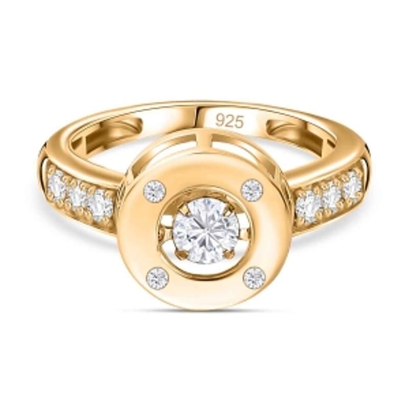 Moissanite 0.52 ctw Ring in 18K Vermeil Yellow Gold Over Sterling Silver (Size 9.0)