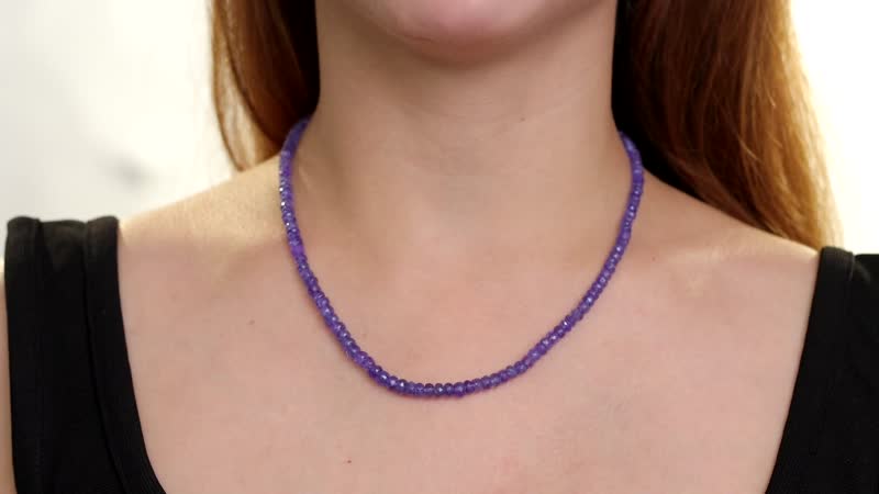10K AAA Tanzanite 100.00 ctw Beaded Necklace in Yellow Gold 18 Inches