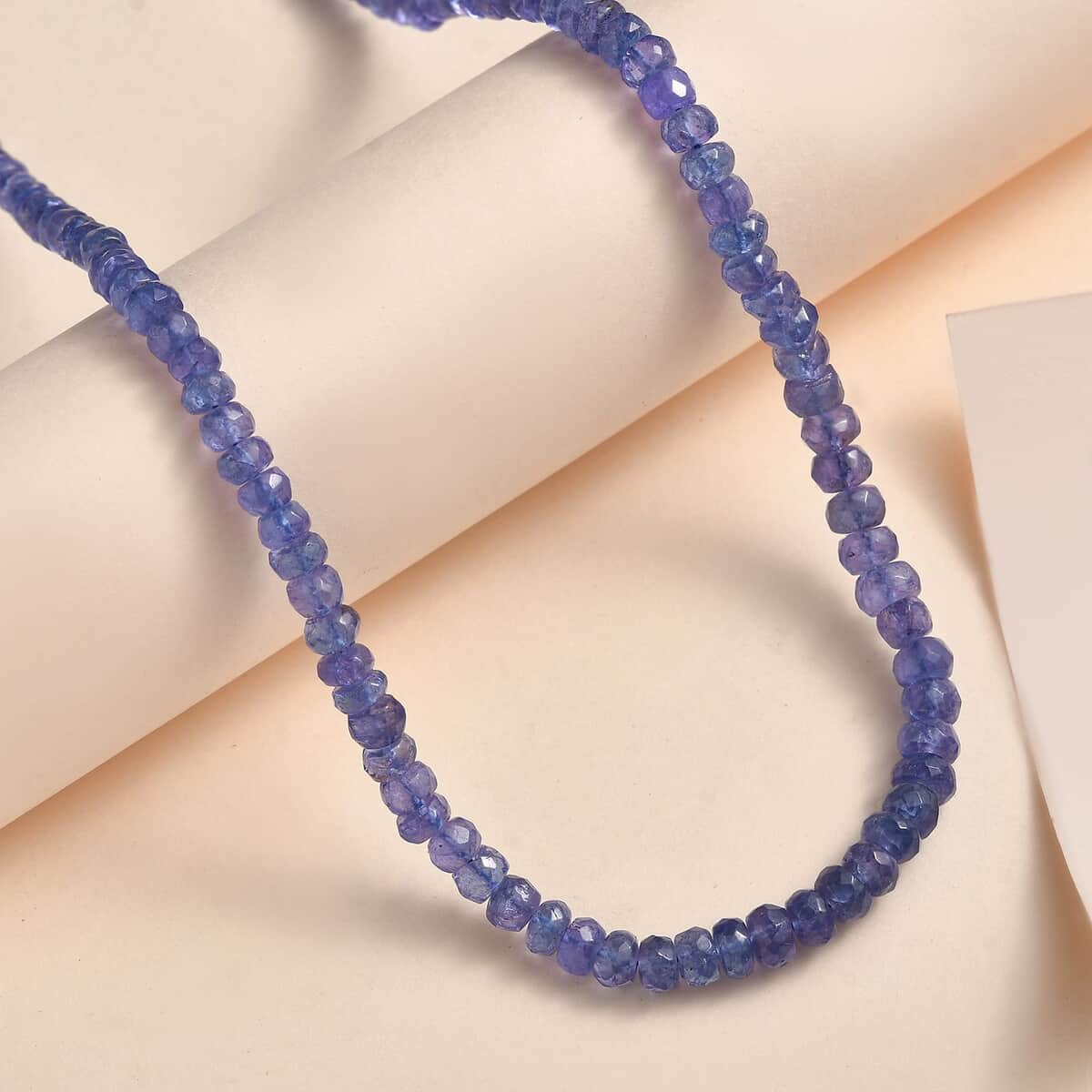 10K Yellow Gold AAA Tanzanite Beaded Necklace 18 Inches 100.00 ctw image number 1