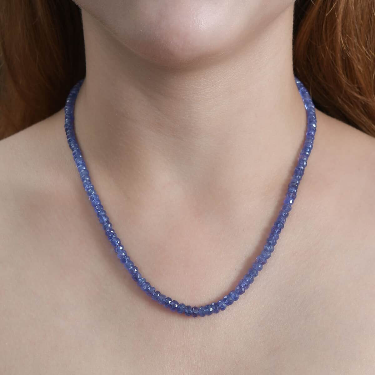 10K Yellow Gold AAA Tanzanite Beaded Necklace 18 Inches 100.00 ctw image number 2