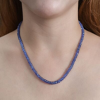 10K AAA Tanzanite 100.00 ctw Beaded Necklace in Yellow Gold 18 Inches