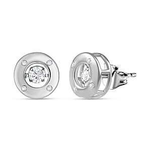 Moissanite 0.56 ctw Solitaire Earrings in Rhodium Over Sterling Silver