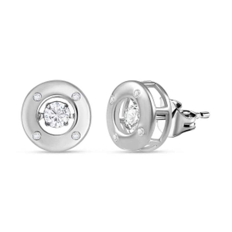 Moissanite 0.56 ctw Solitaire Earrings in Rhodium Over Sterling Silver