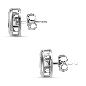 Moissanite 0.56 ctw Solitaire Earrings in Rhodium Over Sterling Silver