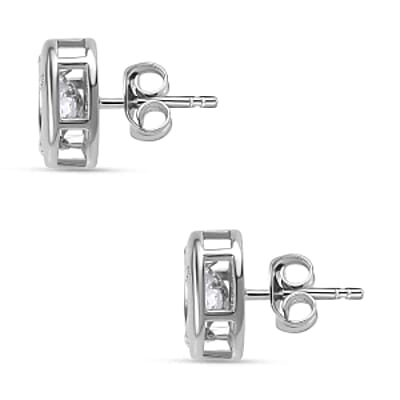 Moissanite 0.56 ctw Solitaire Earrings in Rhodium Over Sterling Silver