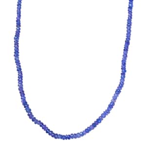 AAA Tanzanite Beaded Necklace 18-20 Inches in Rhodium Over Sterling Silver 60.00 ctw