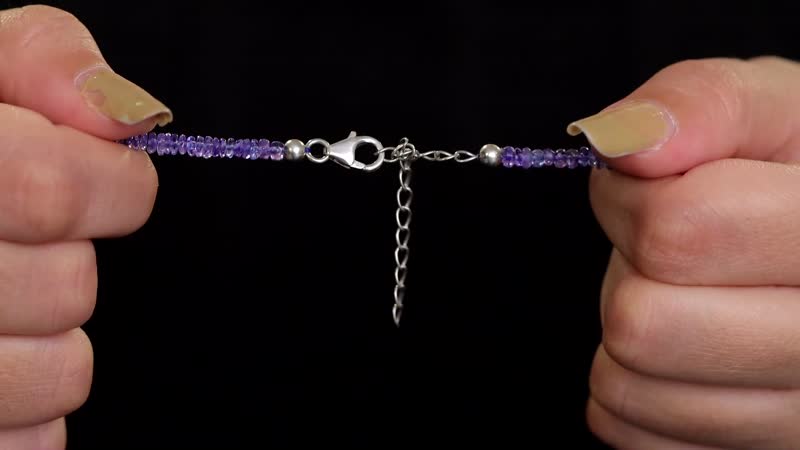 AAA Tanzanite Beaded Necklace 18-20 Inches in Rhodium Over Sterling Silver 60.00 ctw
