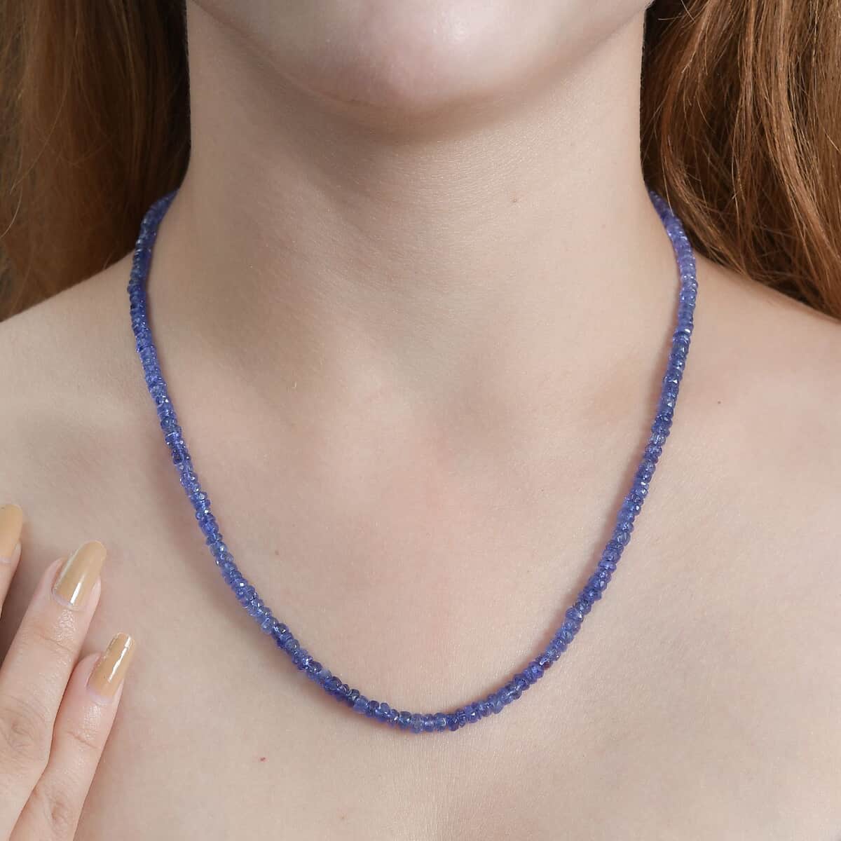 AAA Tanzanite Beaded Necklace 18-20 Inches in Rhodium Over Sterling Silver 60.00 ctw image number 2