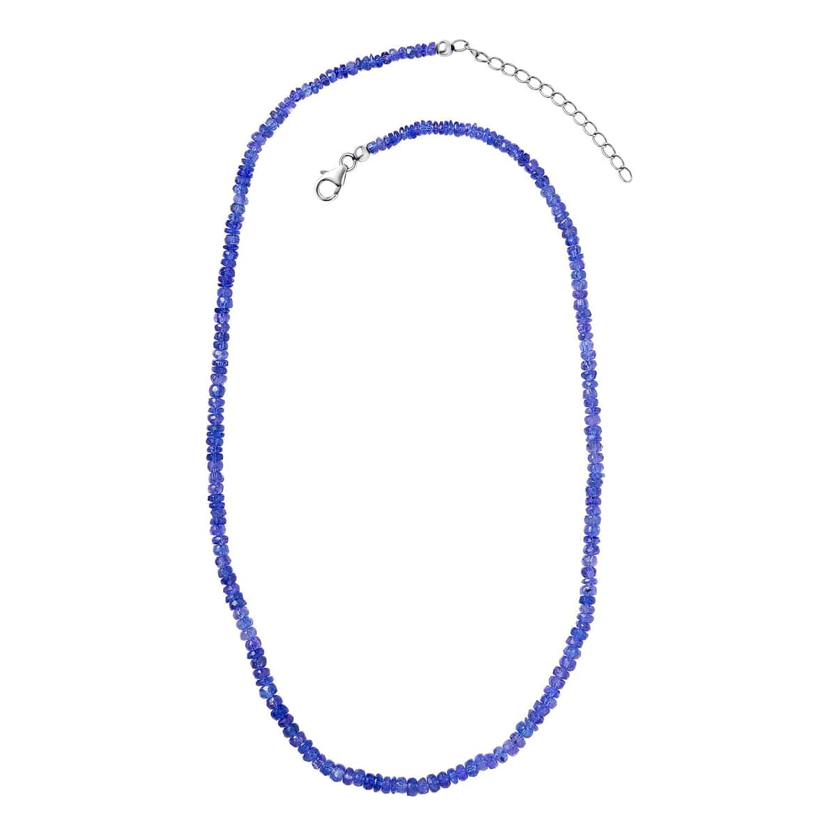 AAA Tanzanite Beaded Necklace 18-20 Inches in Rhodium Over Sterling Silver 60.00 ctw image number 3