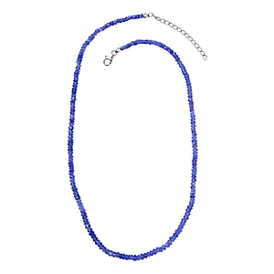AAA Tanzanite Beaded Necklace 18-20 Inches in Rhodium Over Sterling Silver 60.00 ctw