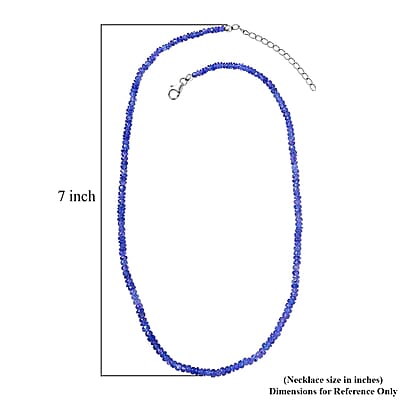AAA Tanzanite Beaded Necklace 18-20 Inches in Rhodium Over Sterling Silver 60.00 ctw