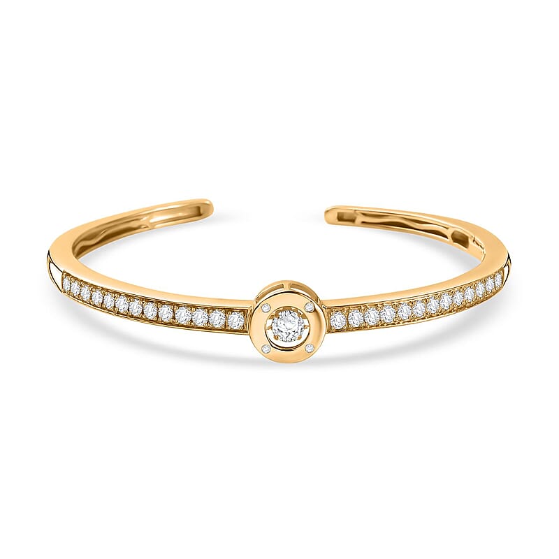 Moissanite 1.97 ctw Bangle Bracelet in 18K Vermeil Yellow Gold Over Sterling Silver (7.5 In) (16.92 g)