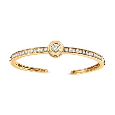 Moissanite 1.97 ctw Bangle Bracelet in 18K Vermeil Yellow Gold Over Sterling Silver (7.5 In) (16.92 g)