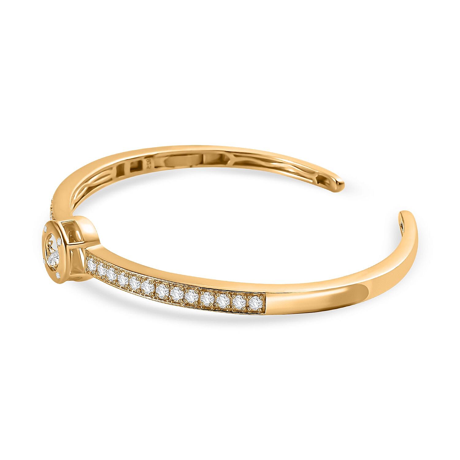 Moissanite 1.97 ctw Bangle Bracelet in 18K Vermeil Yellow Gold Over Sterling Silver (7.5 In) (16.92 g)
