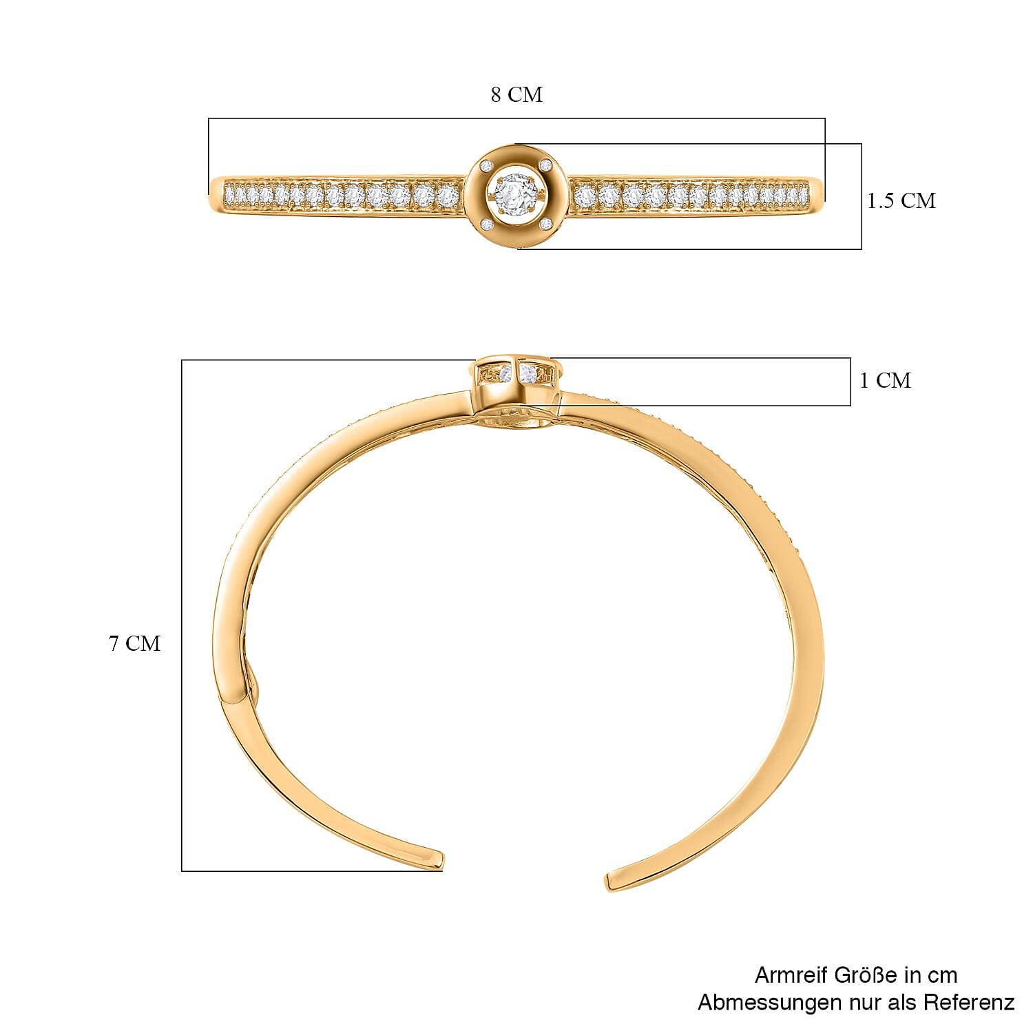 Moissanite 1.97 ctw Bangle Bracelet in 18K Vermeil Yellow Gold Over Sterling Silver (7.5 In) (16.92 g)