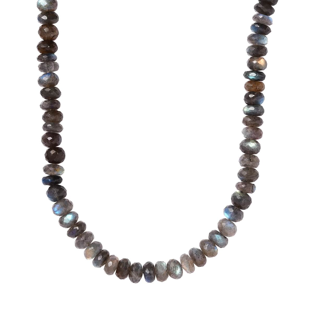 Malagasy Labradorite Beaded Necklace 18 Inches in Rhodium Over Sterling Silver 250.00 ctw image number 0