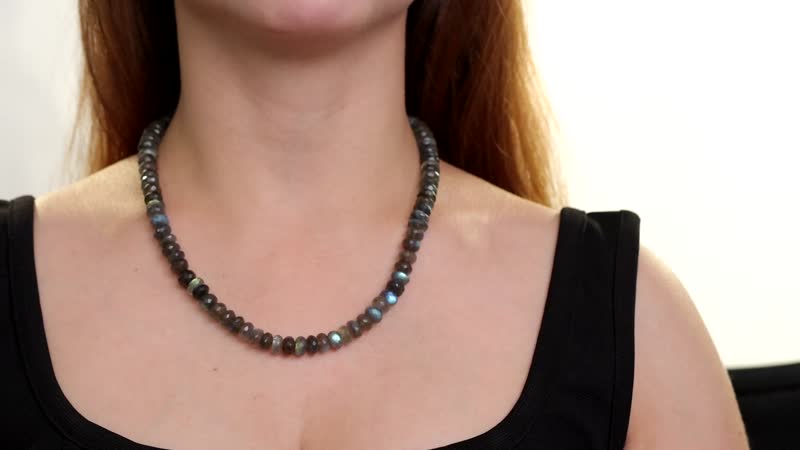 Malagasy Labradorite Beaded Necklace 18 Inches in Rhodium Over Sterling Silver 250.00 ctw