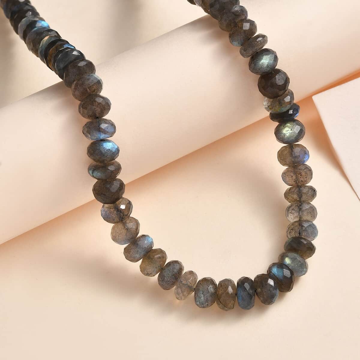 Malagasy Labradorite Beaded Necklace 18 Inches in Rhodium Over Sterling Silver 250.00 ctw image number 1