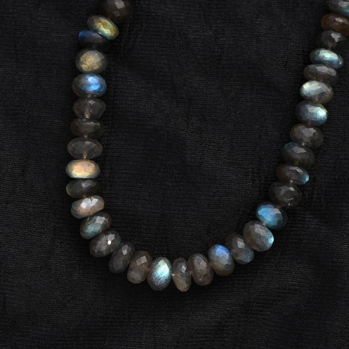 Malagasy Labradorite Beaded Necklace 18 Inches in Rhodium Over Sterling Silver 250.00 ctw image number 2