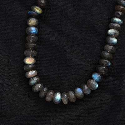 Malagasy Labradorite Beaded Necklace 18 Inches in Rhodium Over Sterling Silver 250.00 ctw