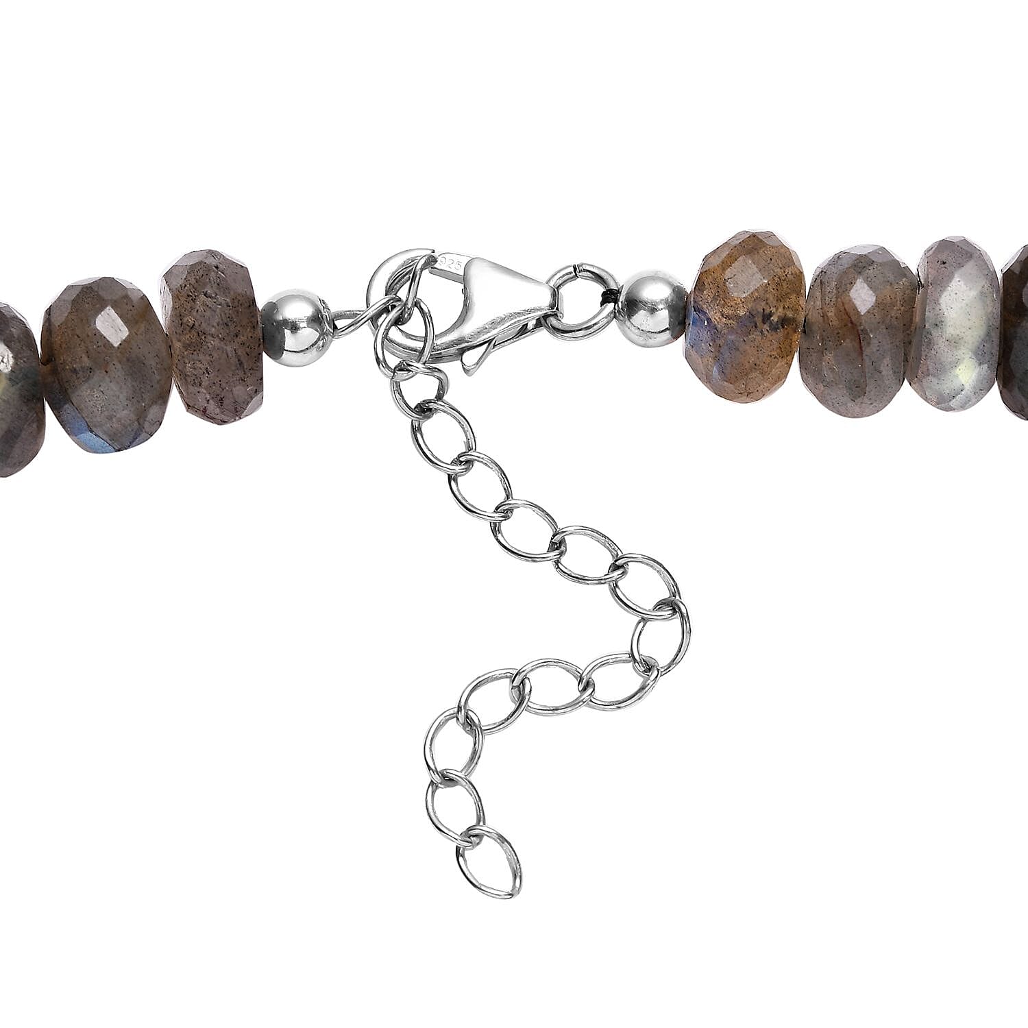 Malagasy Labradorite Beaded Necklace 18 Inches in Rhodium Over Sterling Silver 250.00 ctw