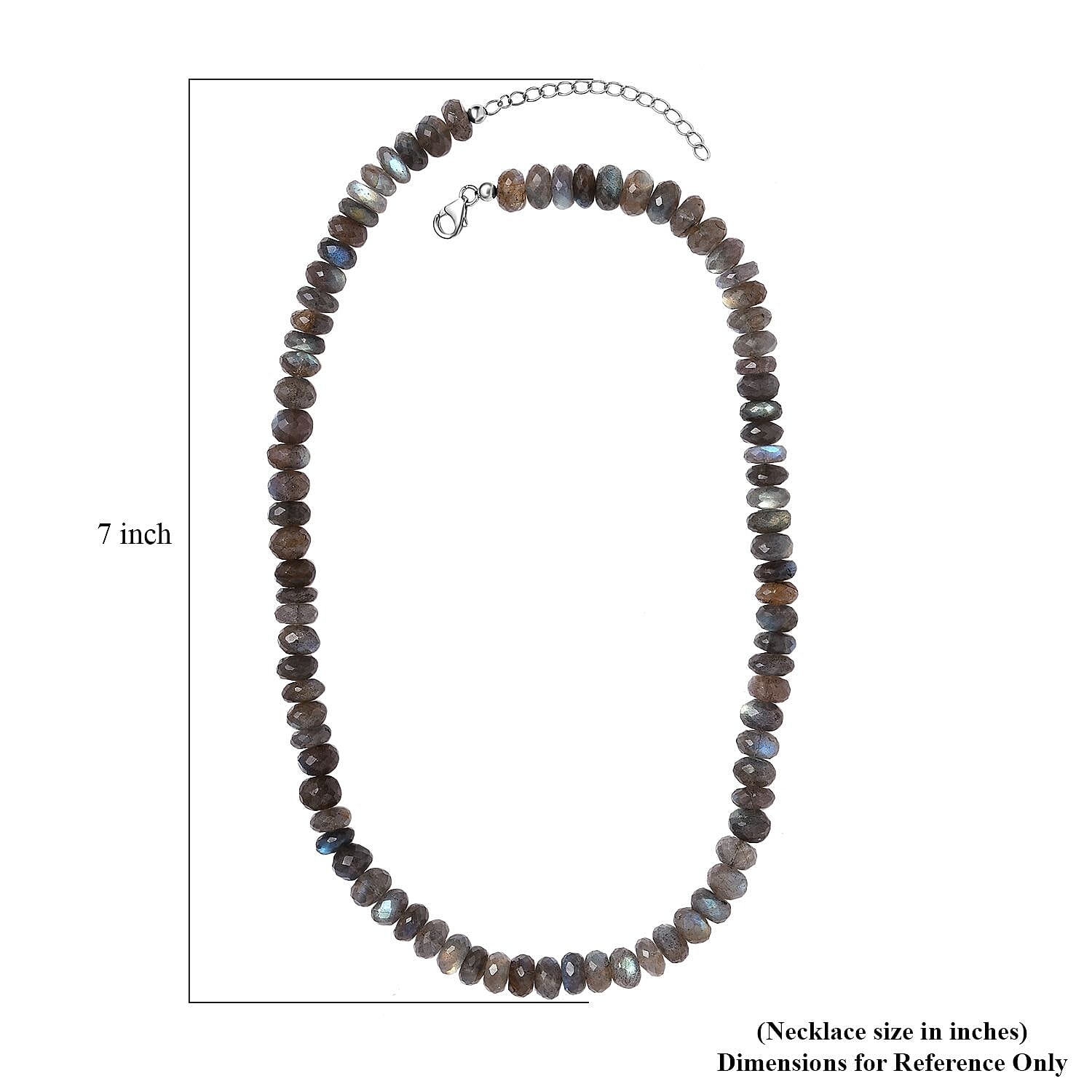 Malagasy Labradorite Beaded Necklace 18 Inches in Rhodium Over Sterling Silver 250.00 ctw
