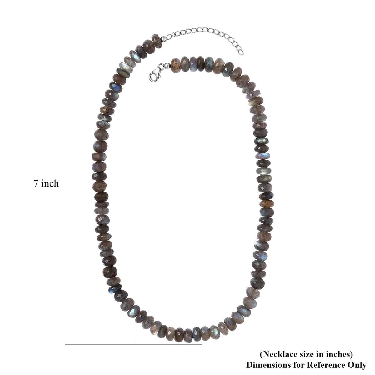 Malagasy Labradorite Beaded Necklace 18 Inches in Rhodium Over Sterling Silver 250.00 ctw image number 6