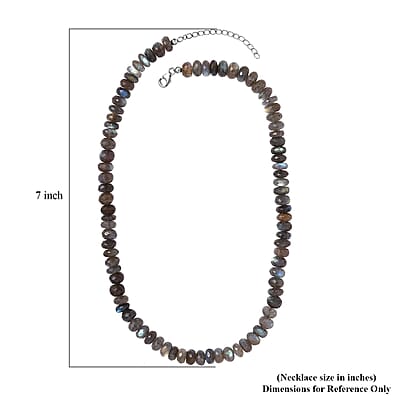 Malagasy Labradorite Beaded Necklace 18 Inches in Rhodium Over Sterling Silver 250.00 ctw