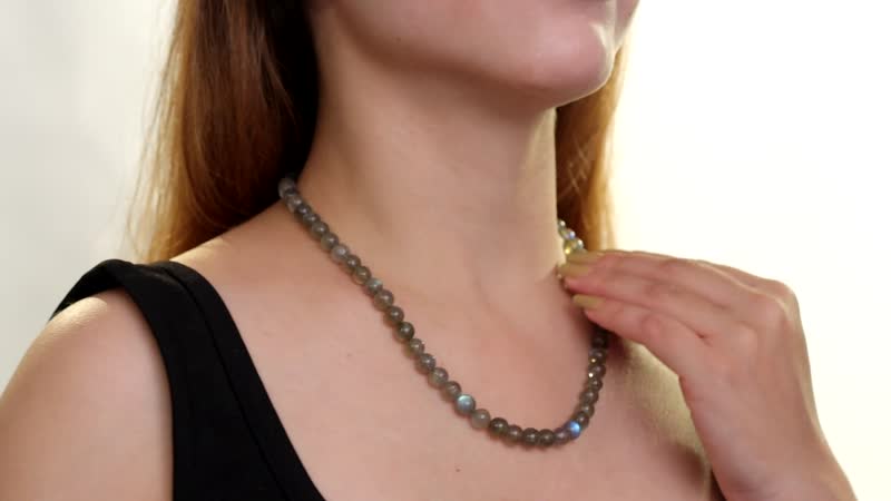 Malagasy Labradorite Beaded Necklace 18 Inches in Rhodium Over Sterling Silver 210.00 ctw