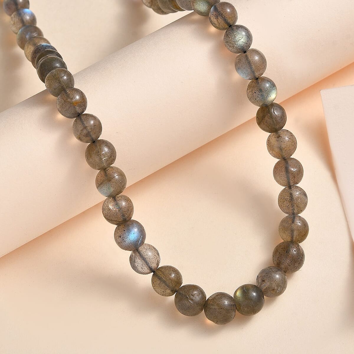 Malagasy Labradorite Beaded Necklace 18 Inches in Rhodium Over Sterling Silver 210.00 ctw image number 1