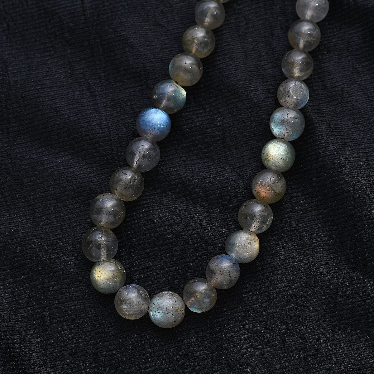 Malagasy Labradorite Beaded Necklace 18 Inches in Rhodium Over Sterling Silver 210.00 ctw image number 2
